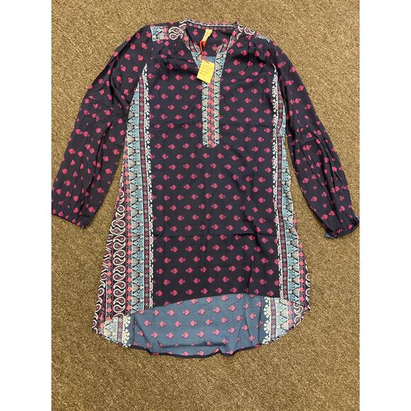 NWT Raga Womens Blue Printed Polyester V-Neck The Megan Tunic Dress Size M - Picture 4 of 11